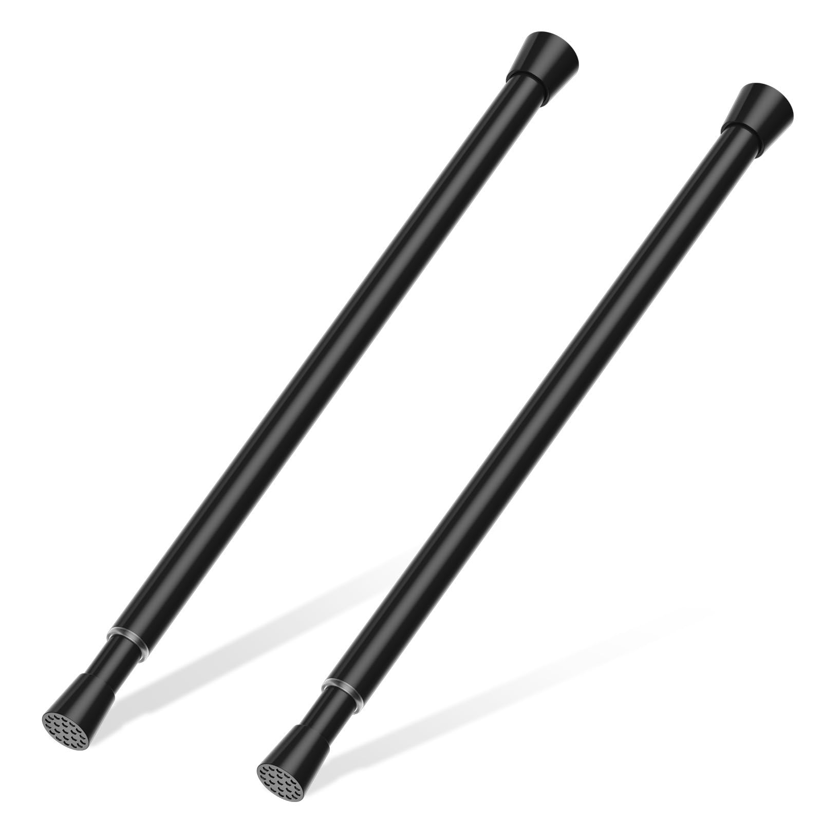 AIZESI 2pcs Tension Rods for Curtains 50–69 cm (20" to 27") - Black Net Curtain Rod, Spring Loaded Curtain Rod Tension Rod for Net Curtains, Adjustable Curtain Pole for Window and Doorway