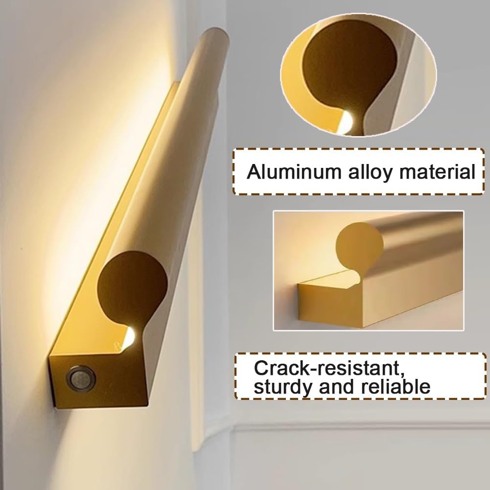 LED Motion Sensor Stair Light, Wall-Mounted Aluminum Railing Illumination for Indoor Steps, Energy-Saving Safety Lighting Solution for Home Stairs