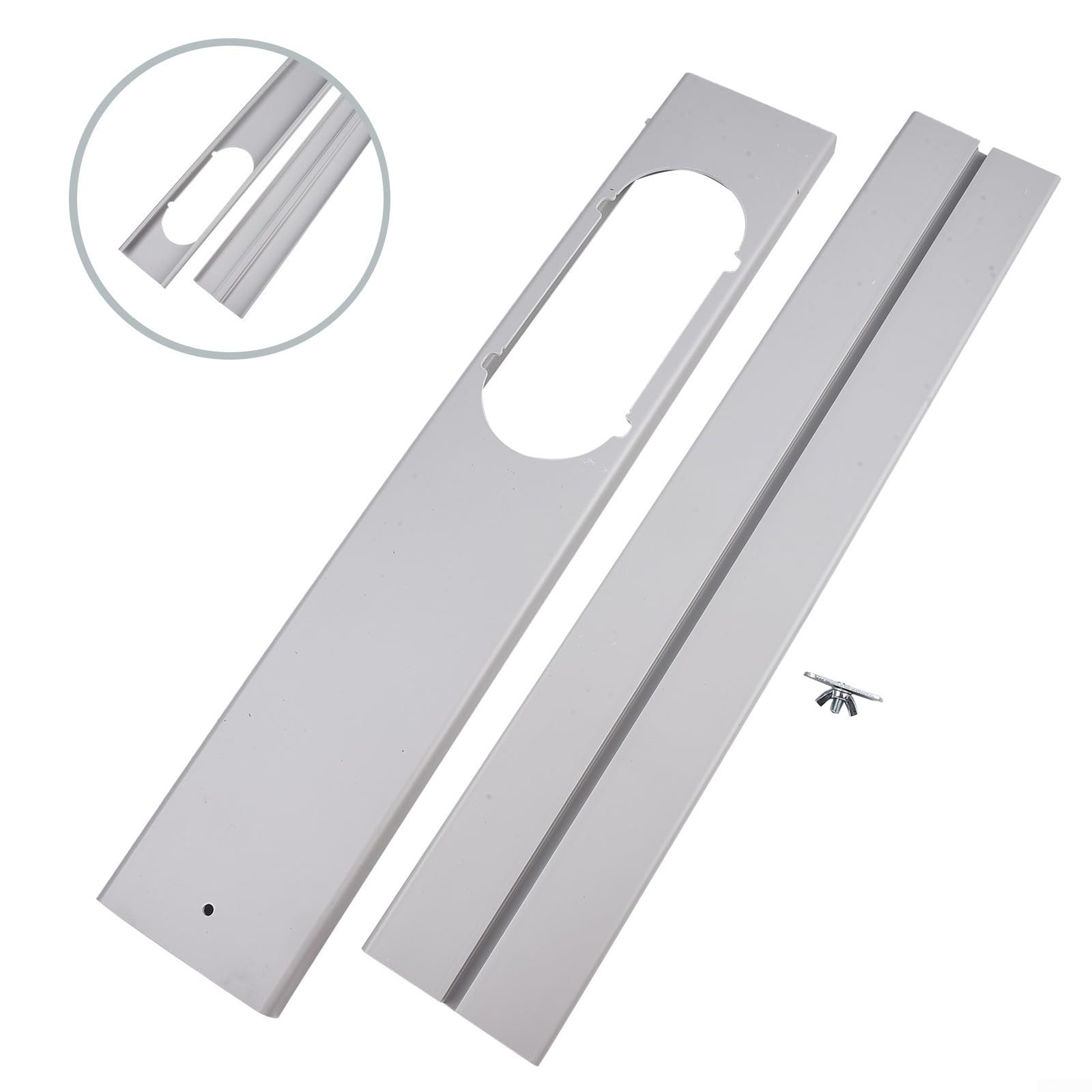 Deflettore mobile regolabile per aria condizionata, pannello sigillante per finestre in PVC, kit di scorrimento regolabile per vari modelli di condizionatore d'aria (2 pezzi)