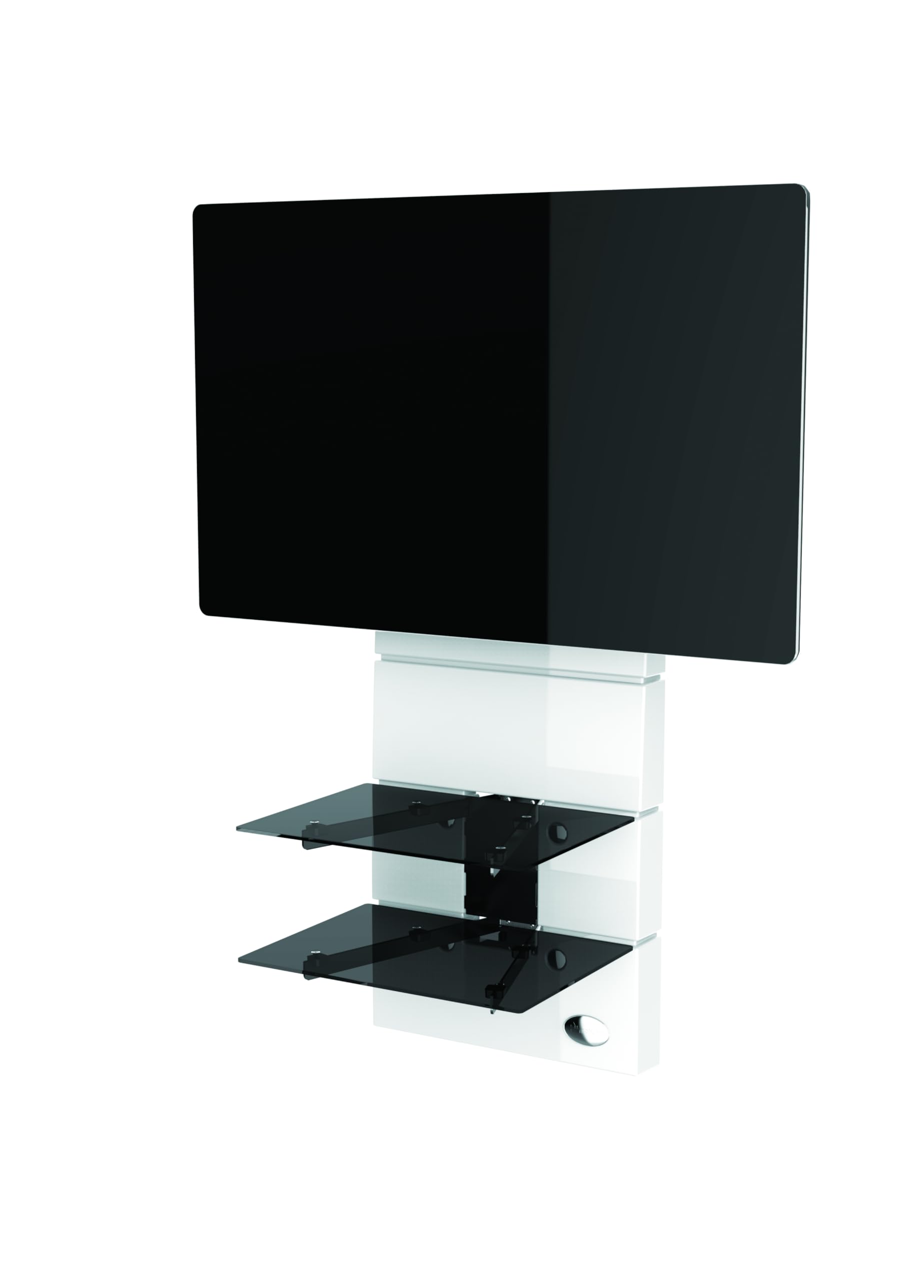 Meliconi Ghost Design 3000 Rotation Supporto Doppio Braccio Orientabile per TV da 32" a 70" con Mensole in Vetro Temperato, Bianco