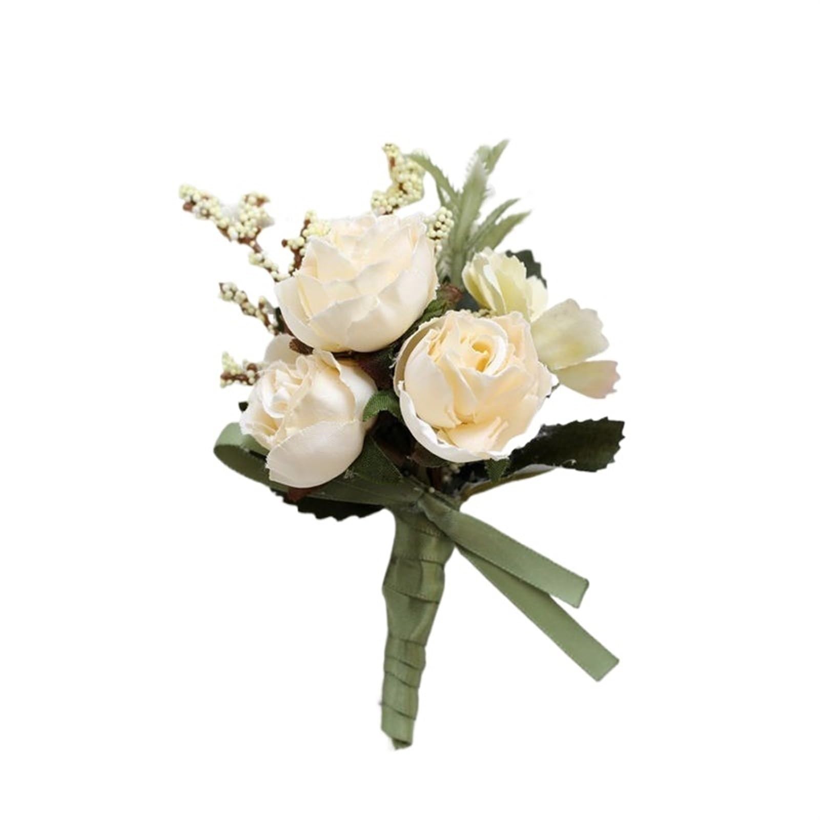 HIFRQVVC Rose Corsage Bracelet, Wedding Corsage Artificial Silk Rose Groom Boutonniere Wrist Flower Pin(A-corsage)