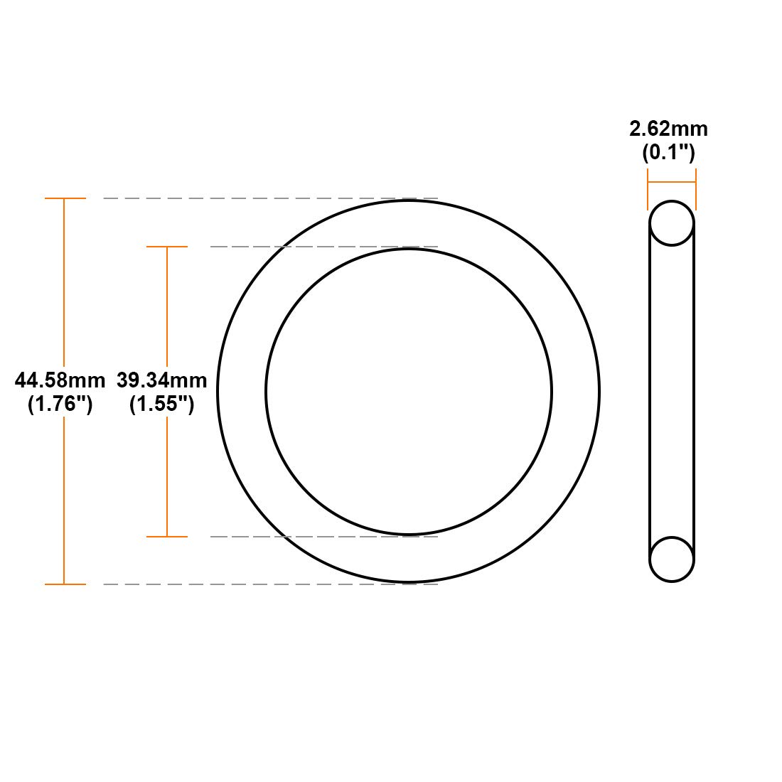 Uxcell Nitrile Rubber O-Rings, 44.58mm OD X 39.34mm ID X 2.62mm Width, Pack Of 10