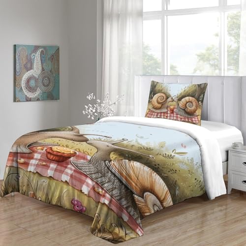 Microfibre super douce pour cette housse de couette 3D escargot mignon - 5