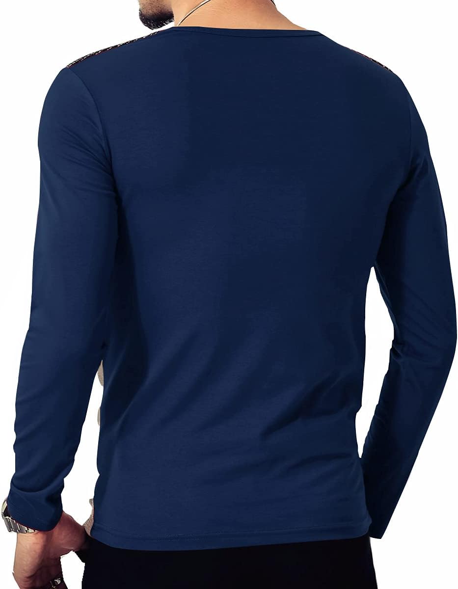 LOGEEYAR Mens Slim Fitted Casual Short Sleeve Button T-Shirts Contrast Color Stitching Tees Tops - Image 5