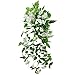 FERIAL Artificial Vines for Decoration with Flowers 2 Pcs Hanging Plants Silk Garland White Morning Glory Vine Artificial Plants Outdoors 15Feet Fake Vine Plants for Wedding Indoor Wall Fence Baskets