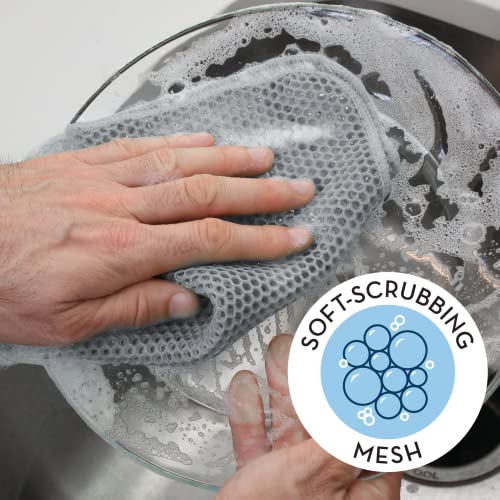 S&T Inc. Mesh Dish Scrubber, Kitchen Dish Cloths For Washing Dishes, Grey, 11.5 Inches X 11.5 Inches, 3 Pack #TOP1