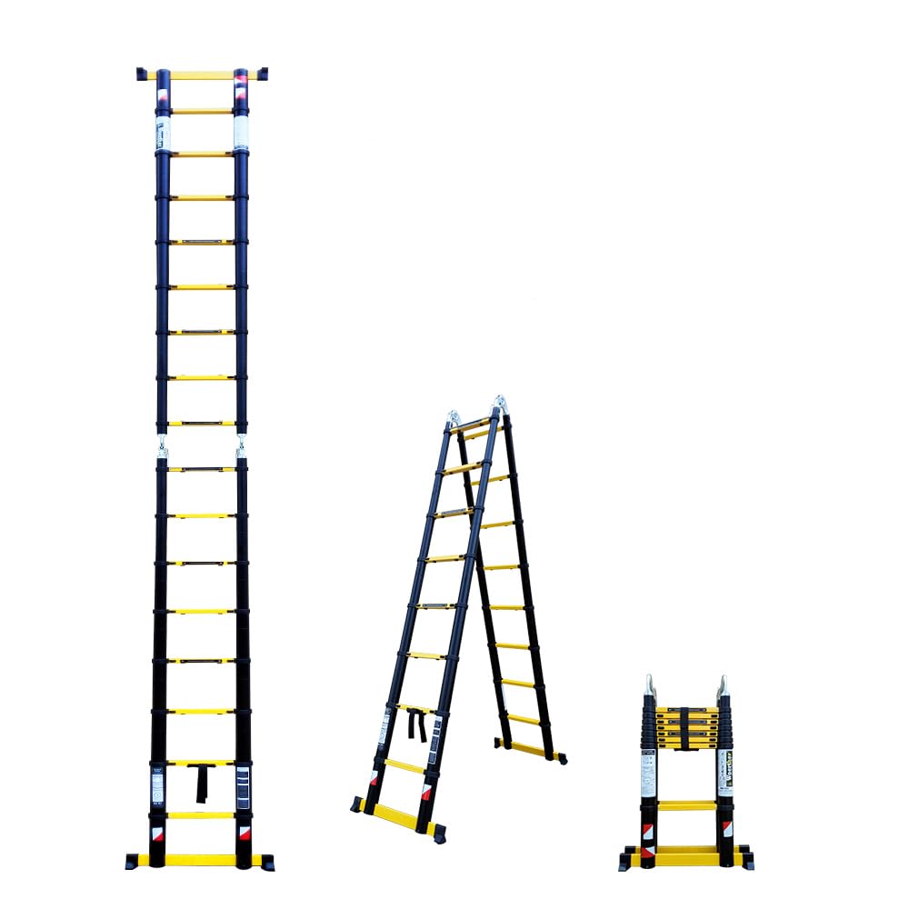 Échelle-escabeau Télescopique Woerther® – Double Fonction - Aluminium 7175T6 & Graphite - Norme EN131-6 – Ultra Stable, Légère et Compacte – Système Anti-Pincement Push & Go – Garantie 5 Ans