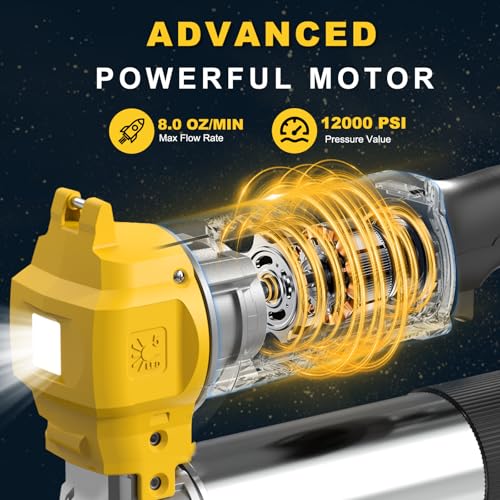 CICZ Electric Grease Gun Compatible with DeWalt 20V Battery, 10000PSI High-Pressure Cordless Grease Gun Works with Bulk & Cartridge Grease, 39\" Hose & 4 Couplers (Tool Only)