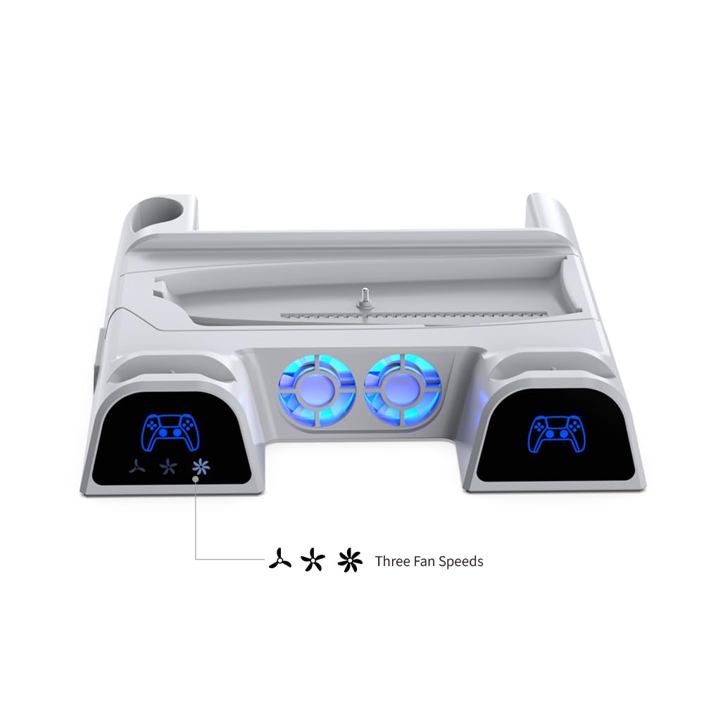 Base Multifuncional De Disipación De Calor Consola para PS5 Pro, Soporte Y Soporte De Refrigeración con Cargador De Controlador Estante De Almacenamiento De Discos