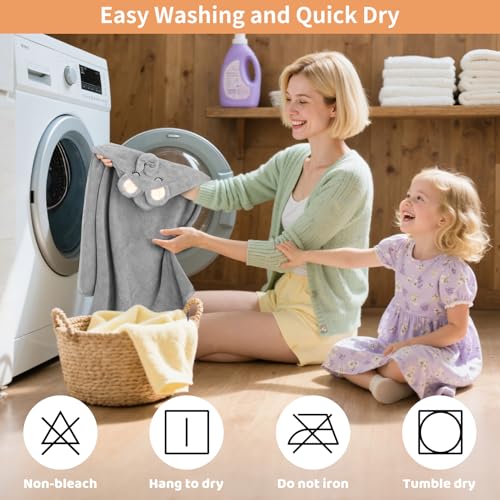 Image of 12 PCS Baby Bath Towels Set for Infants Toddlers, 4 PCS Animal Hooded Baby Towels & 8 PCS Washcloths Set, Ultra Absorbent Cute Soft Newborn Bath Essentials Gifts for Boys & Girls