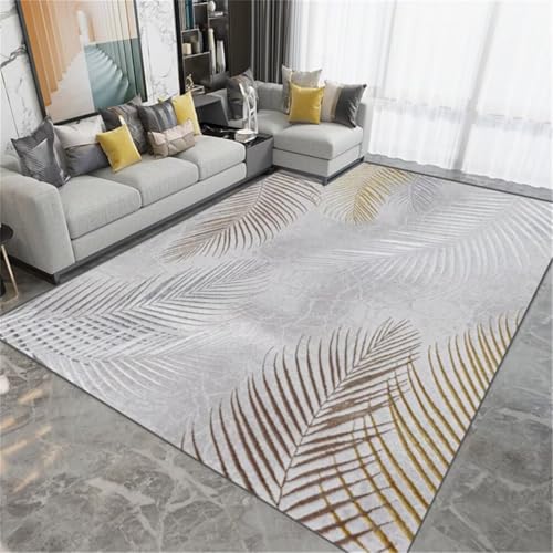 Tapis design à imprimé botanique gris et durable pour grand salon - 2