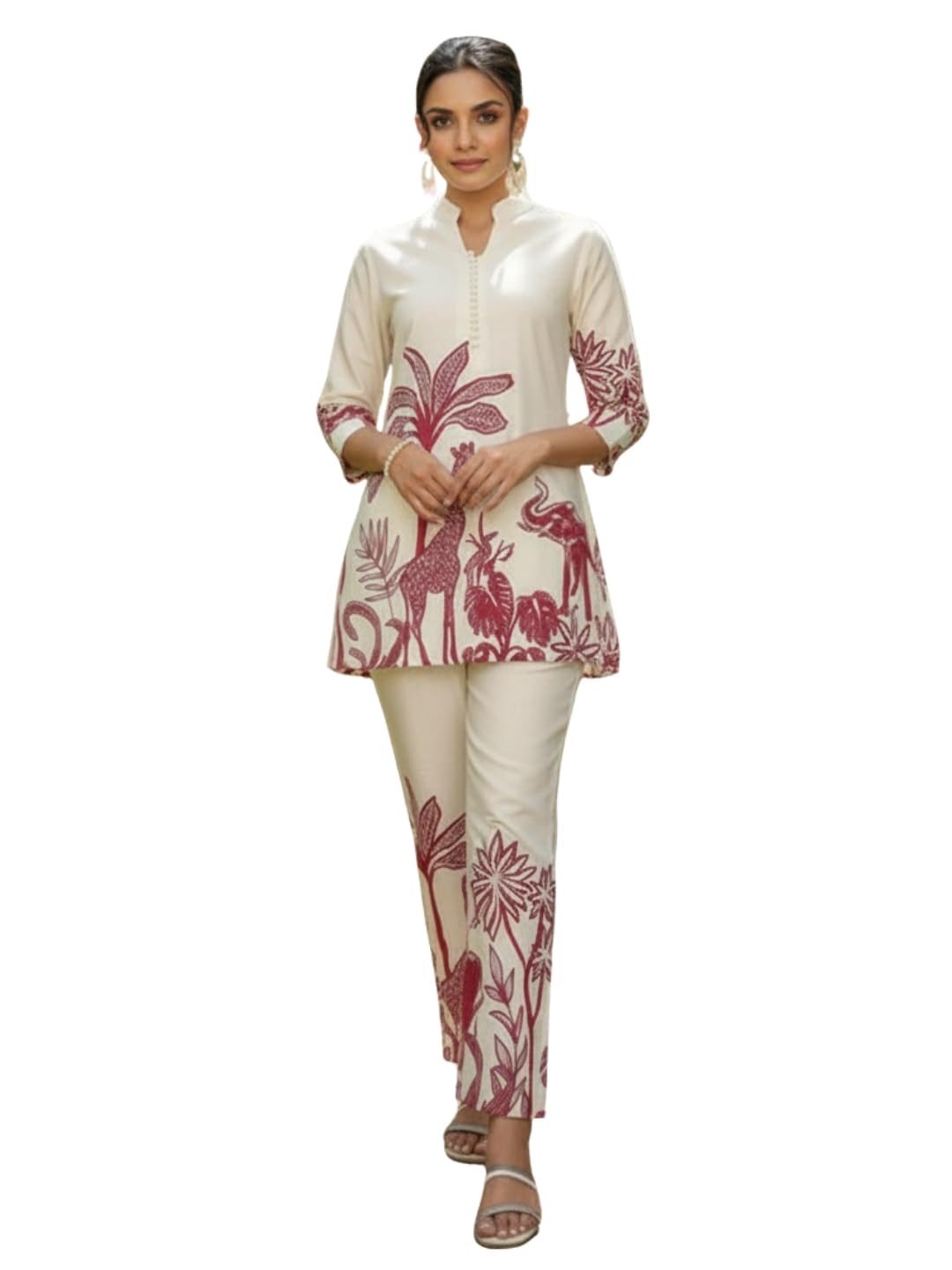 Bewakoof Women's Rayon Co-Ord Set | Printed Shirt and Pant Set for Women | Casual Two Piece Lounge Outfit | Western Outfit in multi