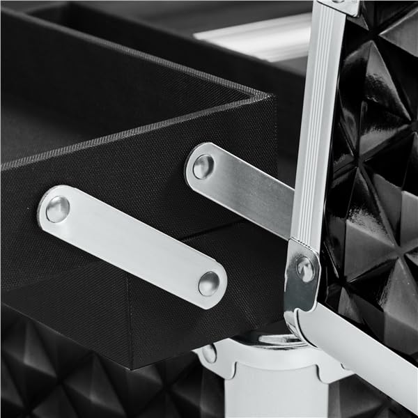 Valigia Valigetta Porta Trucchi 3 in 1 Grande Trolley Professionale Makeup Beauty Case Estetista da Viaggio con Ruote Nero