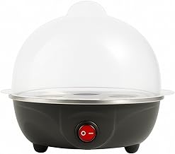 Elektrischer Eierkocher mit Messbecher und Deckel – Schwarz 7-Eier-Dampfgarer – Auto Abschaltung Eierkocher Maschine – Weich, Mittel oder Hart Gekochte Eiermacher – Eier-Pochierer für Küche