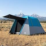 EVER ADVANCED Blackout 6 Person Camping Tent, Instant Cabin Tent for Family with Vestibule and Large Mesh Windows, 60s Easy Setup, Double Layer, Water-Resistant Blue