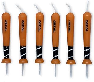 DEZAL Orange Baseball Bat and Softball Bat Candles (6 Pack) for Baseball Birthday Party Supplies and Decorations â€“ Cupcake and Birthday Cake Topper Candles for Softball Fastpitch and Baseball Fans