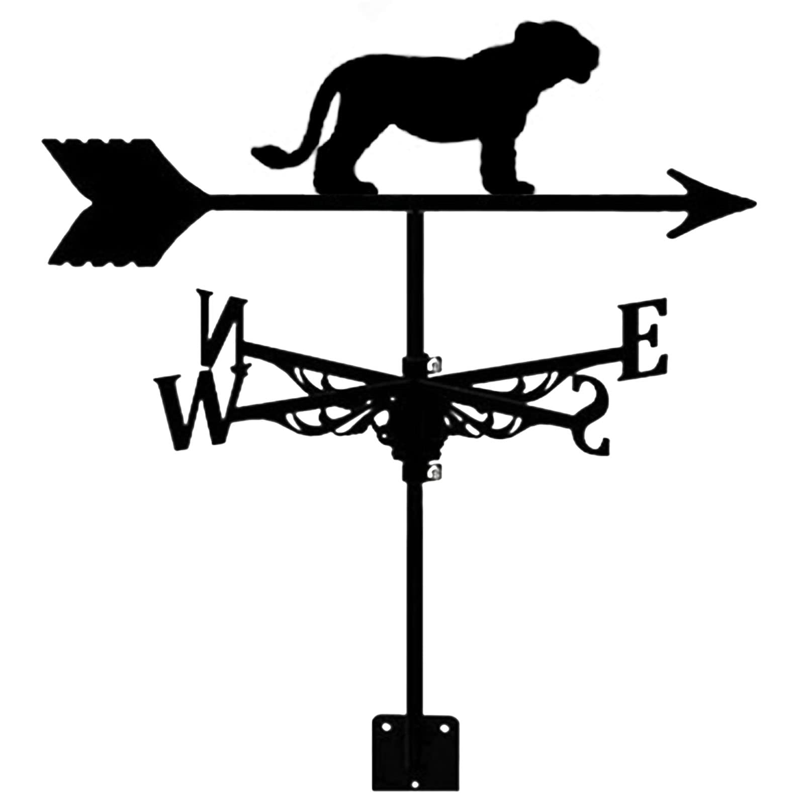 WIQUYBML wind vane Tiger Silhouette Weathervane Durable Retro Wind Vane Roof Install Metal Direction Indicator for Garage Cupola Barn Garden Patio Farm Decorate
