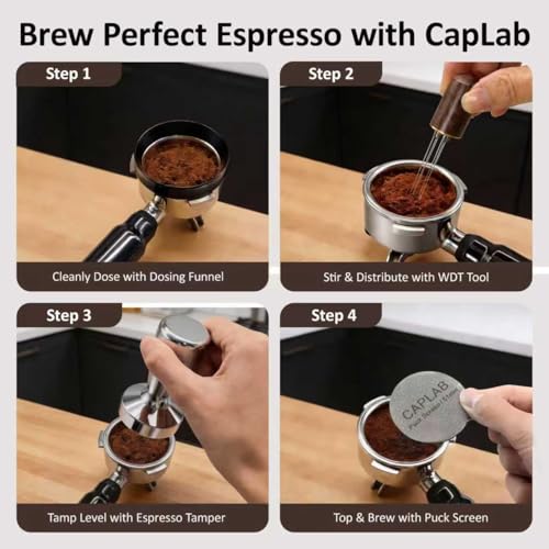 CapLab Espresso Accessories Kit 51mm Tamper, Espresso Tamper Set with WDT Tool, Coffee Tamper, Puck Screen, Dosing Funnel, Espresso Machine Accessories Kit, Barista Tools Fits 51mm Portafilters