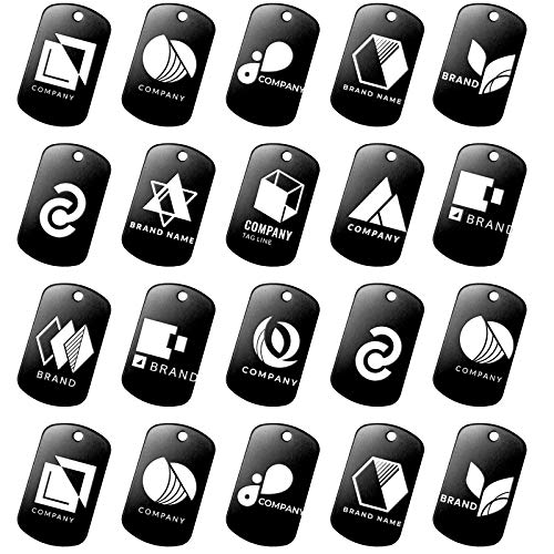 Custom Bulk Your Logo Aluminium Military Dog Tags, Black, 50 pc - Thumbnail 3