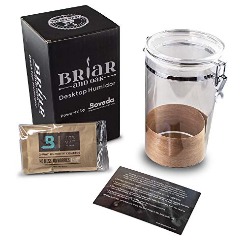 Desktop Acrylic Cigar Humidor Powered by Boveda 69 Humidity Pack with Spanish Cedar Liner for Cigar Display and Storage