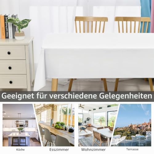 DWCN Weiß Tischdecke Weihnachten 140x280cm Fleckschutz Abwaschbar Waschbar – Ansicht 3