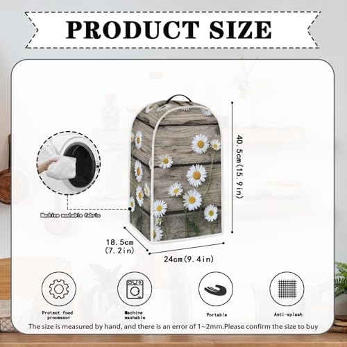 Image of Talayituse Daisy Wood Print Blender Dust Cover, Fingerprint Protection Cover for Stand Mixer or Coffee Machine, Home Kitchen Appliance Covers for Stain Dust Resistant Supplies