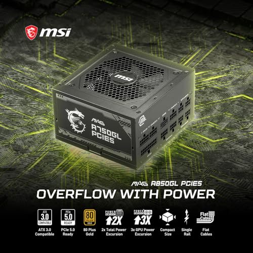 Image of MSI MAG Forge 321R Airflow - Premium Mid-Tower Gaming PC Case + MAG A850GL PCIE5 - Compact Gaming 850w - 80+ Gold, ATX 3.1 & PCIe 5.1 Ready