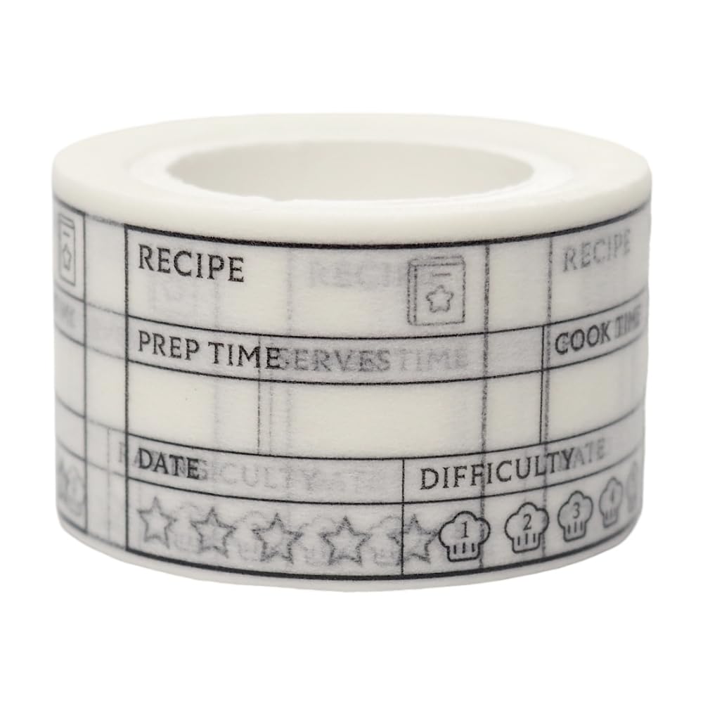 Japanese 5 Star Recipe Cooking Review Rating Tracking Log Cook Book Journal Spread Writable Washi Tape / 25mm x 10M / 125 Stickers