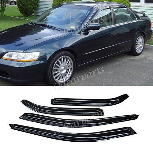 VioGi Fit 98-02 Honda Accord 4-Door Sedan 4pcs Front + Rear Smoke Sun/Rain Guard Vent Shade Window Visors