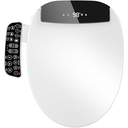 Smart Bidet Toilet Seat with Heated Seat,Auto Wash,Warm Air Dryer,Soft Closed Lid,Night Light,Multiple Cleaning Modes,Electric Toilet Seat with Led Temperature Display(Round)