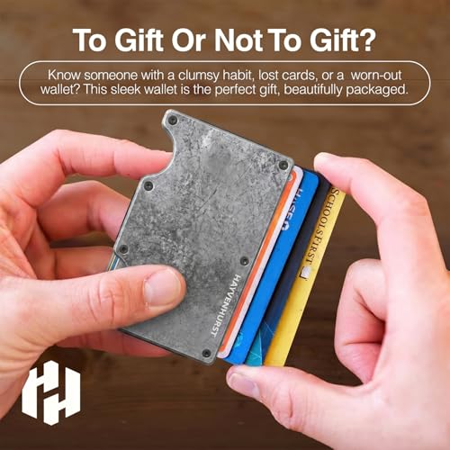 Image of Hayvenhurst Wallet for Men - Slim RFID Blocking Metal Wallet with Money Clip, Minimalist Front Pocket Credit Card Holder, Small Mens Wallet