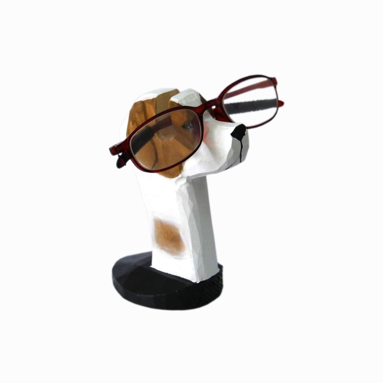 Lily&Her Friends Pet Dog - Creative Completely Hand Carved Wood Glasses Holder, Crafts, Unique Animal Shaped Wooden Eyeglass Spectacle Holder Display Stand Home Office Desk Decorative (Pet Dog)