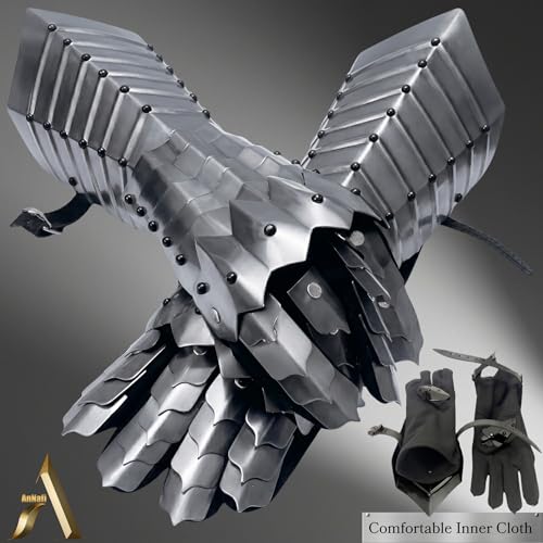 Image of AnNafi Fantasy Knight Gauntlets SCA Armor Gauntlets Knight Gloves Iron Medieval Functional Armor Gloves Warrior Metal Gauntlets Armour Replica Steel Gloves For Men Wearable Adult Nazgul gauntlets