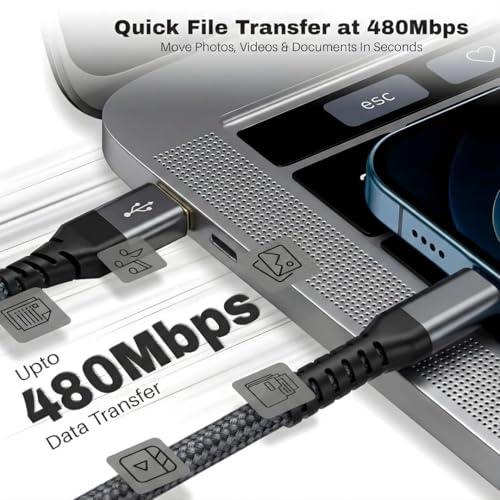 Image of USB to Type C Fast Charging Cable with Data Sync, Durable Grey Nylon Braided, Compatible with Samsung, Redmi, Realme, OnePlus, Vivo & All Type C Devices (Free Cable Protector)