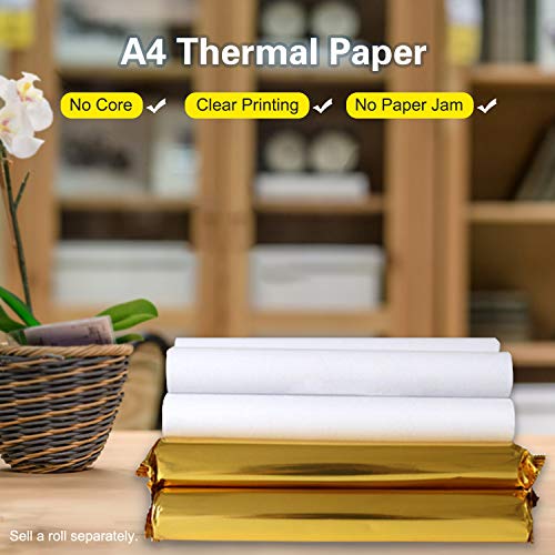 HUIOP Papel térmico, 1 rolo A4 branco em branco rolo de papel de im térmica 210 * 30mm (8.3 * 1.2in)