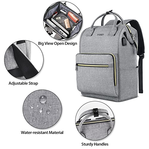 17-inch-Laptop-Backpack-for-Women-Extra-Large-Travel-Backpack-With-USB-Charging-Port-Anti-Theft-Procket-Water-Resistant-Airline-Approved-Carry-on-Bag-College-Backpack-Purse-School-Bookbag-Grey
