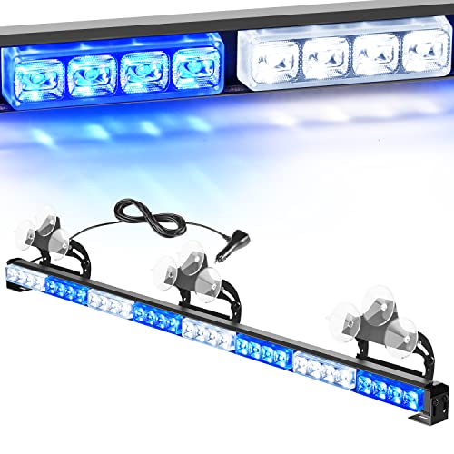 Image of Nilight 35 Inch LED Traffic Advisor Emergency Strobe Light Bar,Blue White | 32 LED, 21 flash patterns, directional warning Light with cigarette lighter plug for truck construction and service vehicle