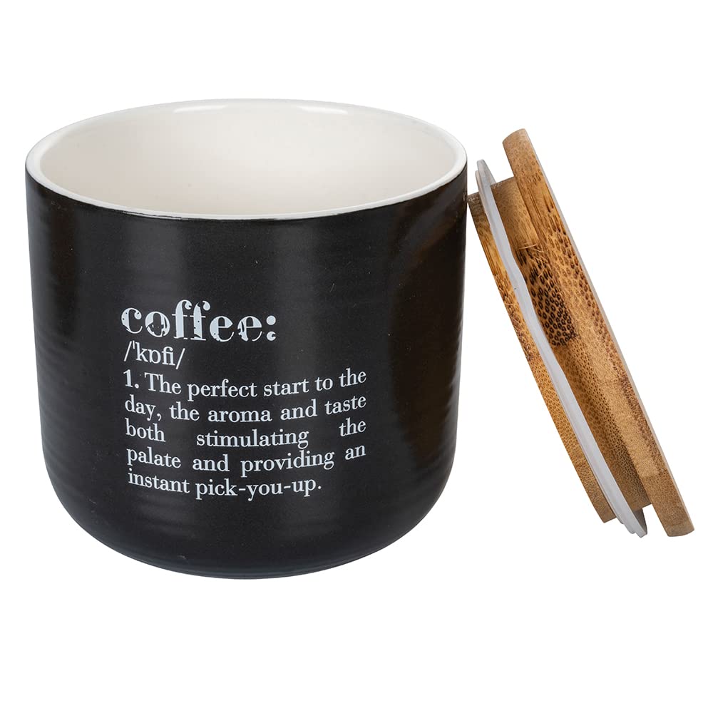 Villa d'Este Home Tivoli Set 3 barattoli Sale, Zucchero e caffè 500 ml, in New Bone China, Coperchio in Bamboo Victionary
