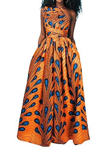Giovacker Women's African Print Casual Party Dress Dashiki Traditional Costume