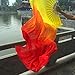 WEISIPU Hand-Made Faux Silk Belly Dance Fan Veils - Bamboo Long Fans Veils Available in 8 Stunning Colors for Dance Performances Right Hand(Three-Color Gradient)
