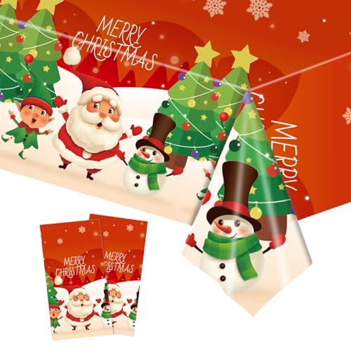 2 Stück Weihnachten Tischdecke Abwaschbar,Kunststoff Tischdecke...