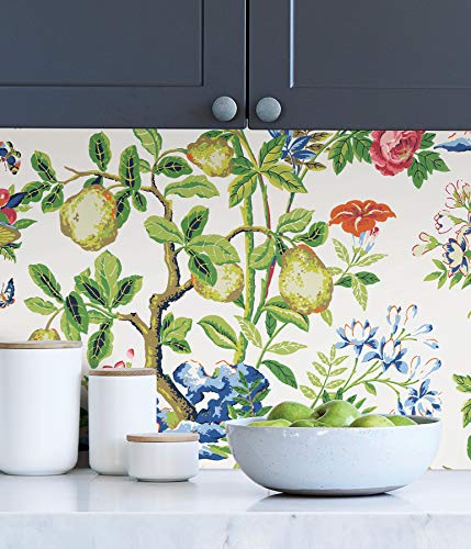Scalamandre Scs3840 Bloom Shantung Garden Self Adhesive Wallpaper, Multicolor #TOP2