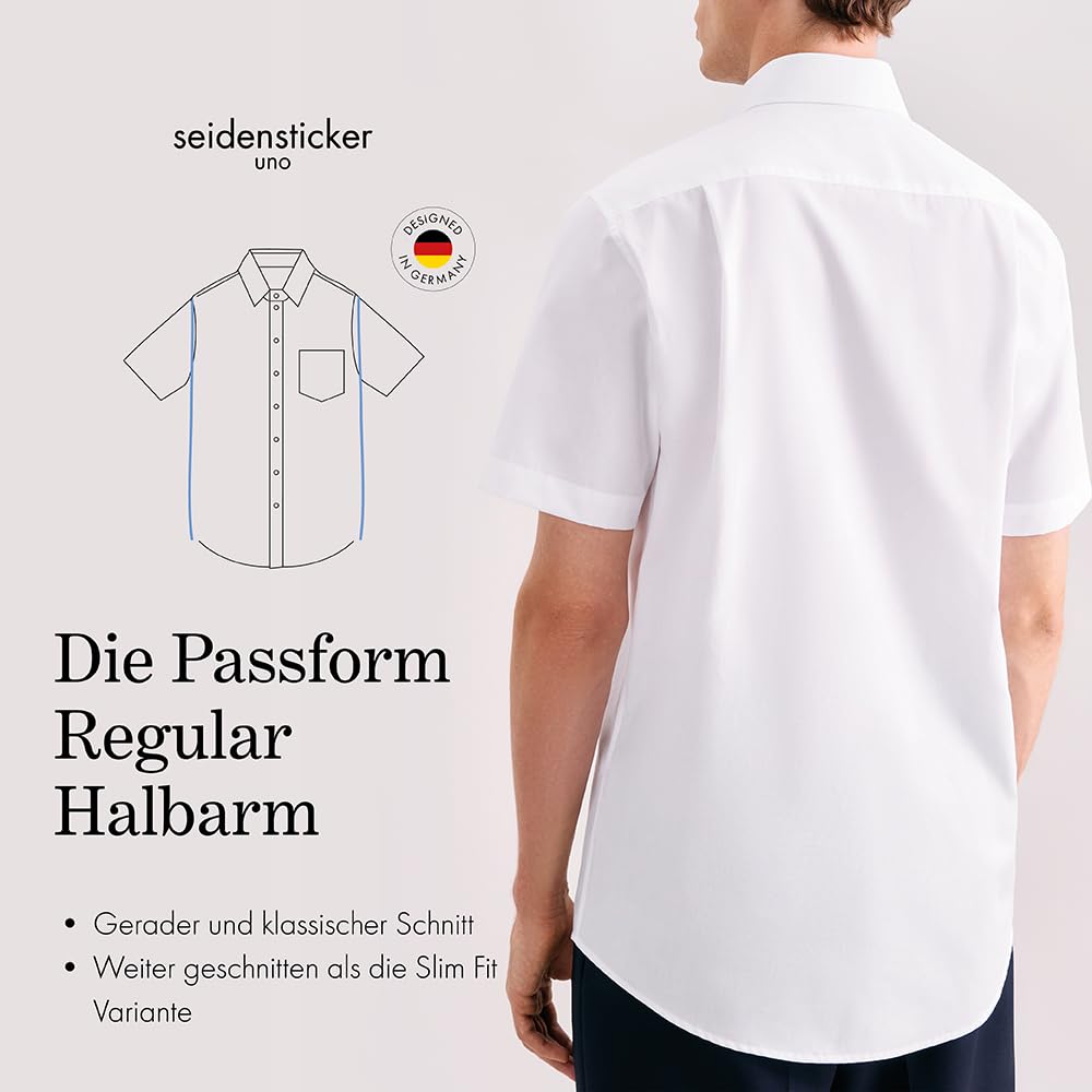 Seidensticker UNO Kurzarm-Hemd – Regular Fit, Bügelleicht für jeden Anlass, 100% Baumwolle, Klassisches Herren-Hemd mit Kent-Kragen