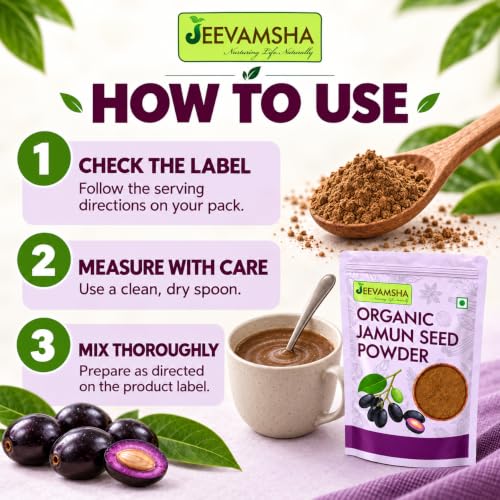 Image of Jamun Seed Powder 430G - Organic Ayurvedic Supplement for Diabetes Blood Sugar Support & Digestion Pure & Natural
