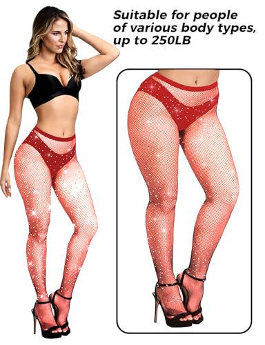Image of Buauty 2 Pack Sparkly Fishnet Stockings For Women,Rhinestone Fishnets Tights High Waist,Party Sexy Rhinestone Mesh Pantyhose