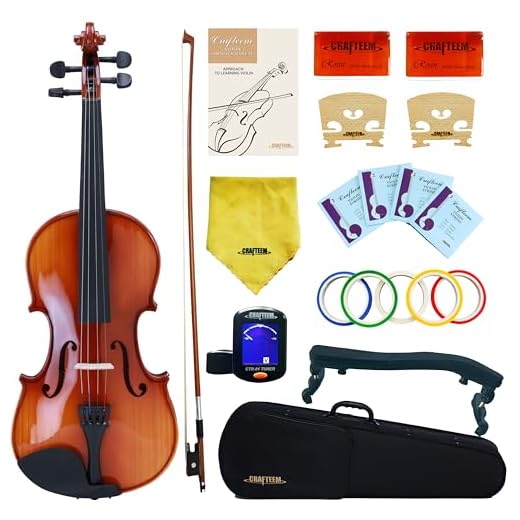 Crafteem Spruce and Maple Solid Wood Violin Outfit for Beginner Kids & Adults -Craft Your Perfect Sound and Begin Your Musical Journey with Confidence. (Glossy Antique, 1/2)