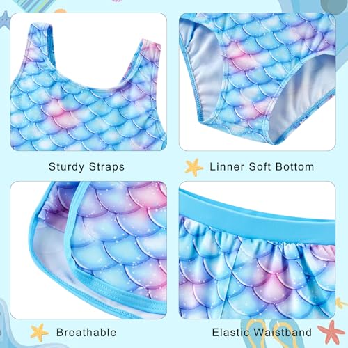 Image of TUONROAD Toddler Girls One Piece Swimsuit 2Pcs Bathing Suit Kids Swimwear with Short for 3-9