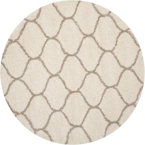 Image of Plush Shag Area Rug for Living Room, 244 cm x 305 cm, Brown (Ivory MANDIR, 5X5 FEET)