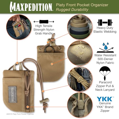 Image of MAXPEDITION Platy Pocket Organizer, Durable EDC Tool Pouch for Men, Neck Wallet with Paracord Lanyard, Holds Flashlight, Multitool, Pen, Notebook