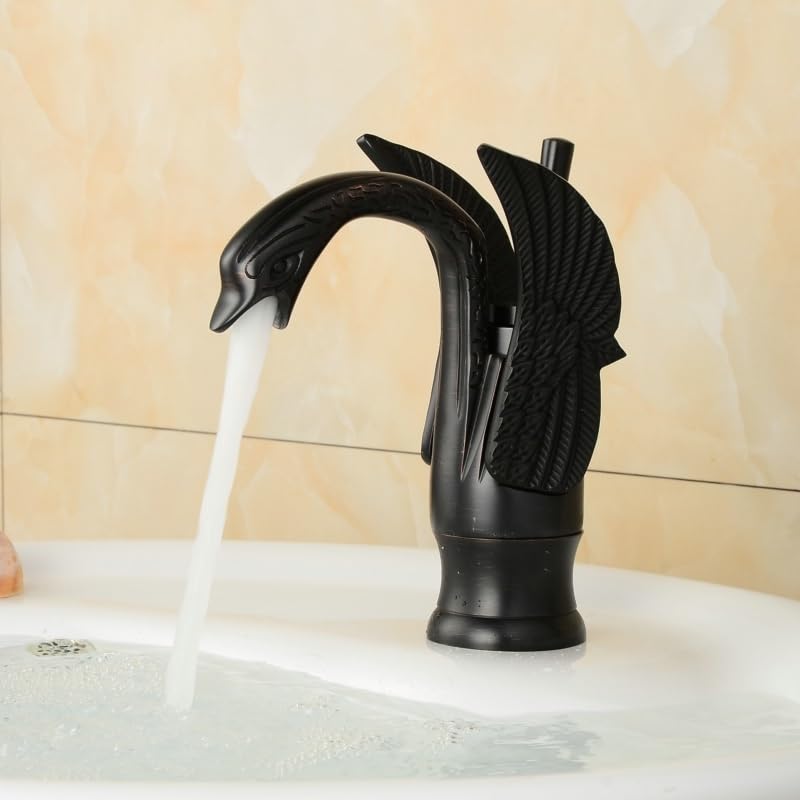 Grifo para lavabo de baño, mezclador de animales negros, grifo ORB, pequeño cisne negro, grifo de baño, lavabo de agua fría y caliente, hermoso grifo torneira BR-11137